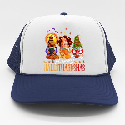 My Gnomies Happy Hallothanksmas Cute Gnomes Family Garden Trucker Hat