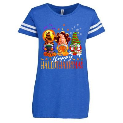 My Gnomies Happy Hallothanksmas Cute Gnomes Family Garden Enza Ladies Jersey Football T-Shirt