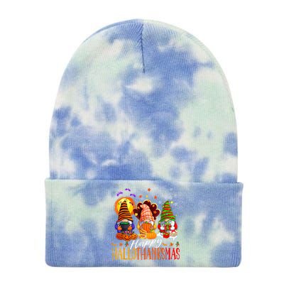 My Gnomies Happy Hallothanksmas Cute Gnomes Family Garden Tie Dye 12in Knit Beanie