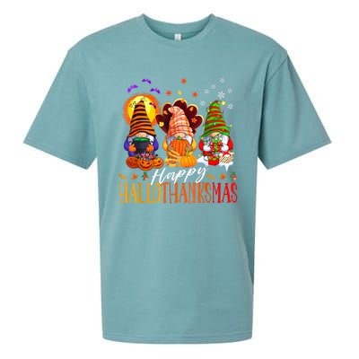 My Gnomies Happy Hallothanksmas Cute Gnomes Family Garden Sueded Cloud Jersey T-Shirt