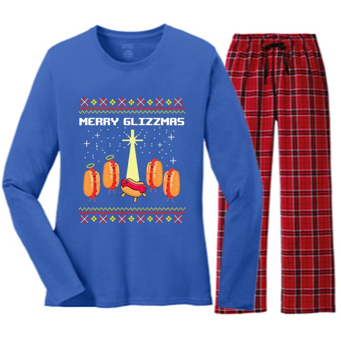 Merry Glizzmas Hot Ugly Christmas  Women's Long Sleeve Flannel Pajama Set 