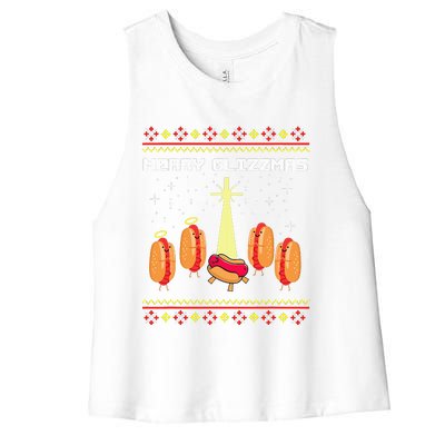 Merry Glizzmas Hot Ugly Christmas  Women's Racerback Cropped Tank