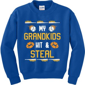 My Grand Hit And Steal Baseball Grandma Softball Grandpa Gift Kids Sweatshirt