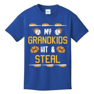 My Grand Hit And Steal Baseball Grandma Softball Grandpa Gift Kids T-Shirt