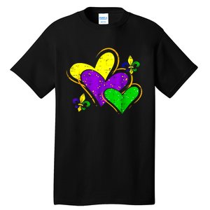 Mardi Gras Hearts Cute Outfit Women Girl Tall T-Shirt