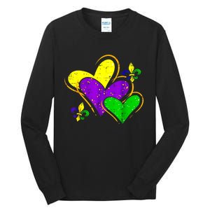 Mardi Gras Hearts Cute Outfit Women Girl Tall Long Sleeve T-Shirt