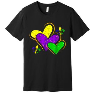 Mardi Gras Hearts Cute Outfit Women Girl Premium T-Shirt