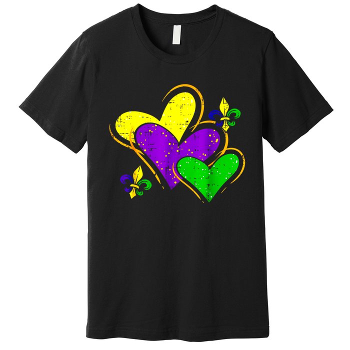 Mardi Gras Hearts Cute Outfit Women Girl Premium T-Shirt