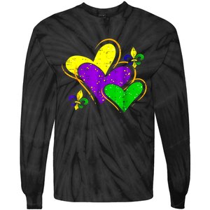 Mardi Gras Hearts Cute Outfit Women Girl Tie-Dye Long Sleeve Shirt