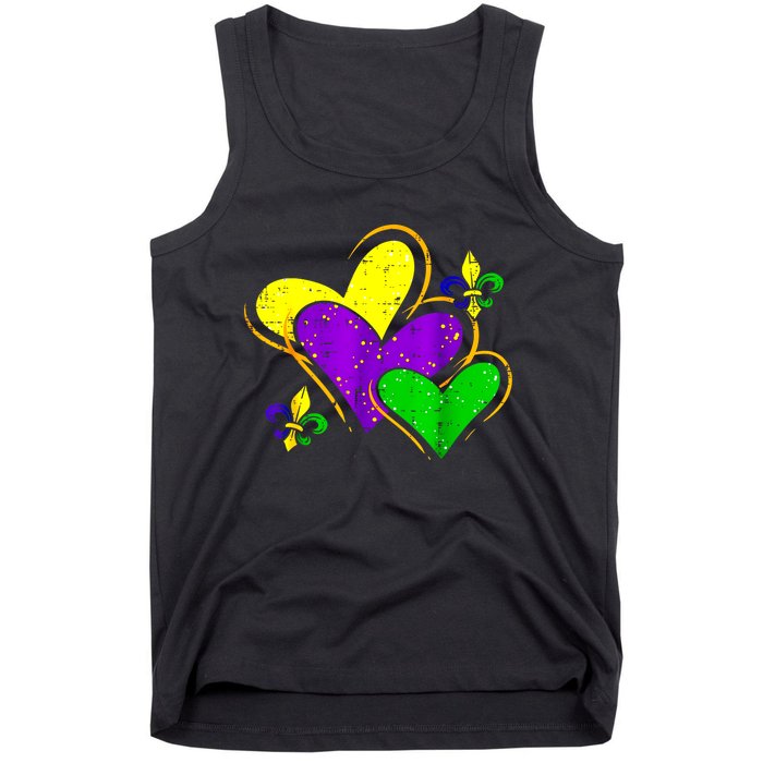 Mardi Gras Hearts Cute Outfit Women Girl Tank Top