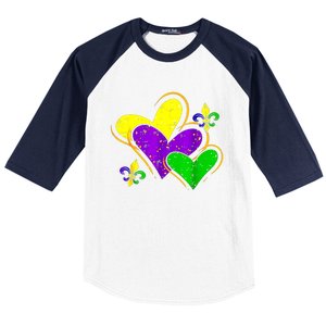 Mardi Gras Hearts Cute Outfit Women Girl Baseball Sleeve Shirt