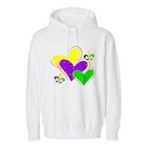 Mardi Gras Hearts Cute Outfit Women Girl Garment-Dyed Fleece Hoodie