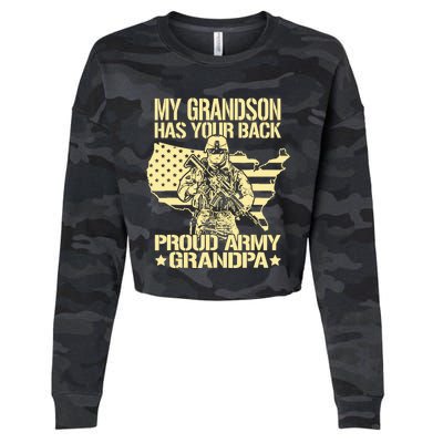 My Grandson Has Your Back Proud Army Grandpa Gift Cropped Pullover Crew