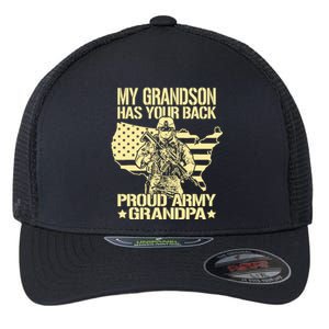 My Grandson Has Your Back Proud Army Grandpa Gift Flexfit Unipanel Trucker Cap