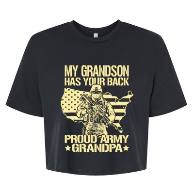 My Grandson Has Your Back Proud Army Grandpa Gift Bella+Canvas Jersey Crop Tee