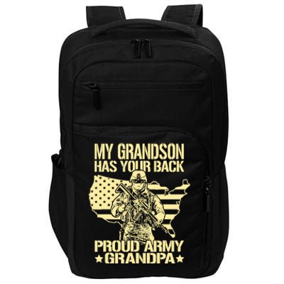 My Grandson Has Your Back Proud Army Grandpa Gift Impact Tech Backpack