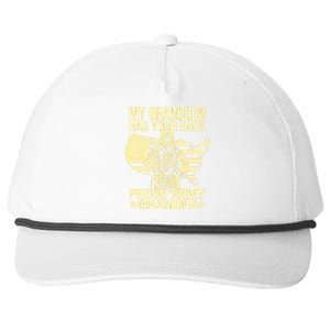 My Grandson Has Your Back Proud Army Grandpa Gift Snapback Five-Panel Rope Hat