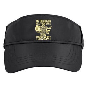 My Grandson Has Your Back Proud Army Grandpa Gift Adult Drive Performance Visor