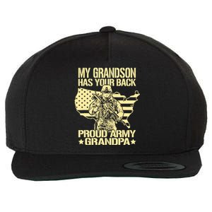 My Grandson Has Your Back Proud Army Grandpa Gift Wool Snapback Cap