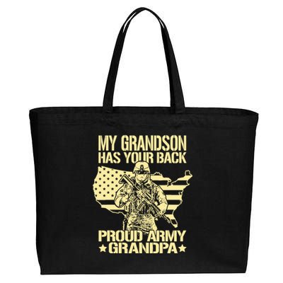 My Grandson Has Your Back Proud Army Grandpa Gift Cotton Canvas Jumbo Tote