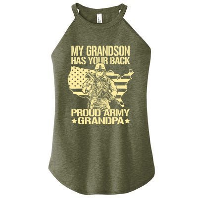 My Grandson Has Your Back Proud Army Grandpa Gift Women's Perfect Tri Rocker Tank