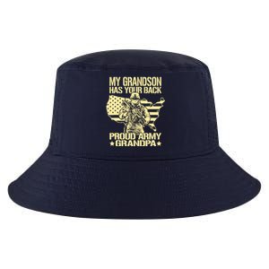 My Grandson Has Your Back Proud Army Grandpa Gift Cool Comfort Performance Bucket Hat