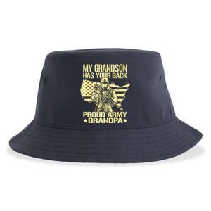 My Grandson Has Your Back Proud Army Grandpa Gift Sustainable Bucket Hat