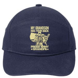 My Grandson Has Your Back Proud Army Grandpa Gift 7-Panel Snapback Hat