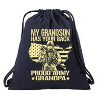 My Grandson Has Your Back Proud Army Grandpa Gift Drawstring Bag