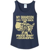 My Grandson Has Your Back Proud Army Grandpa Gift Ladies Essential Tank