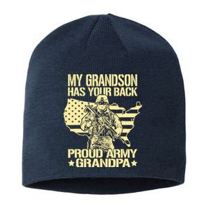 My Grandson Has Your Back Proud Army Grandpa Gift Sustainable Beanie