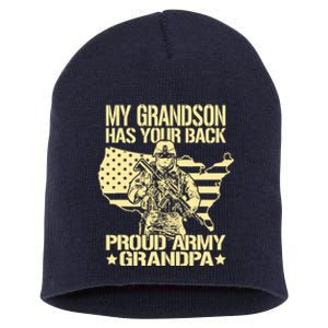 My Grandson Has Your Back Proud Army Grandpa Gift Short Acrylic Beanie