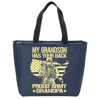 My Grandson Has Your Back Proud Army Grandpa Gift Zip Tote Bag