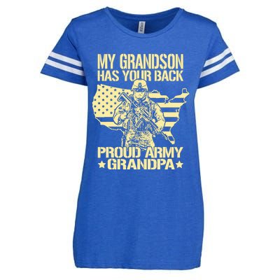 My Grandson Has Your Back Proud Army Grandpa Gift Enza Ladies Jersey Football T-Shirt