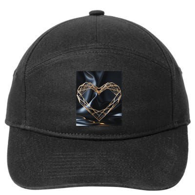 Minimalist Geometric Heart Design With Gold Lines 7-Panel Snapback Hat