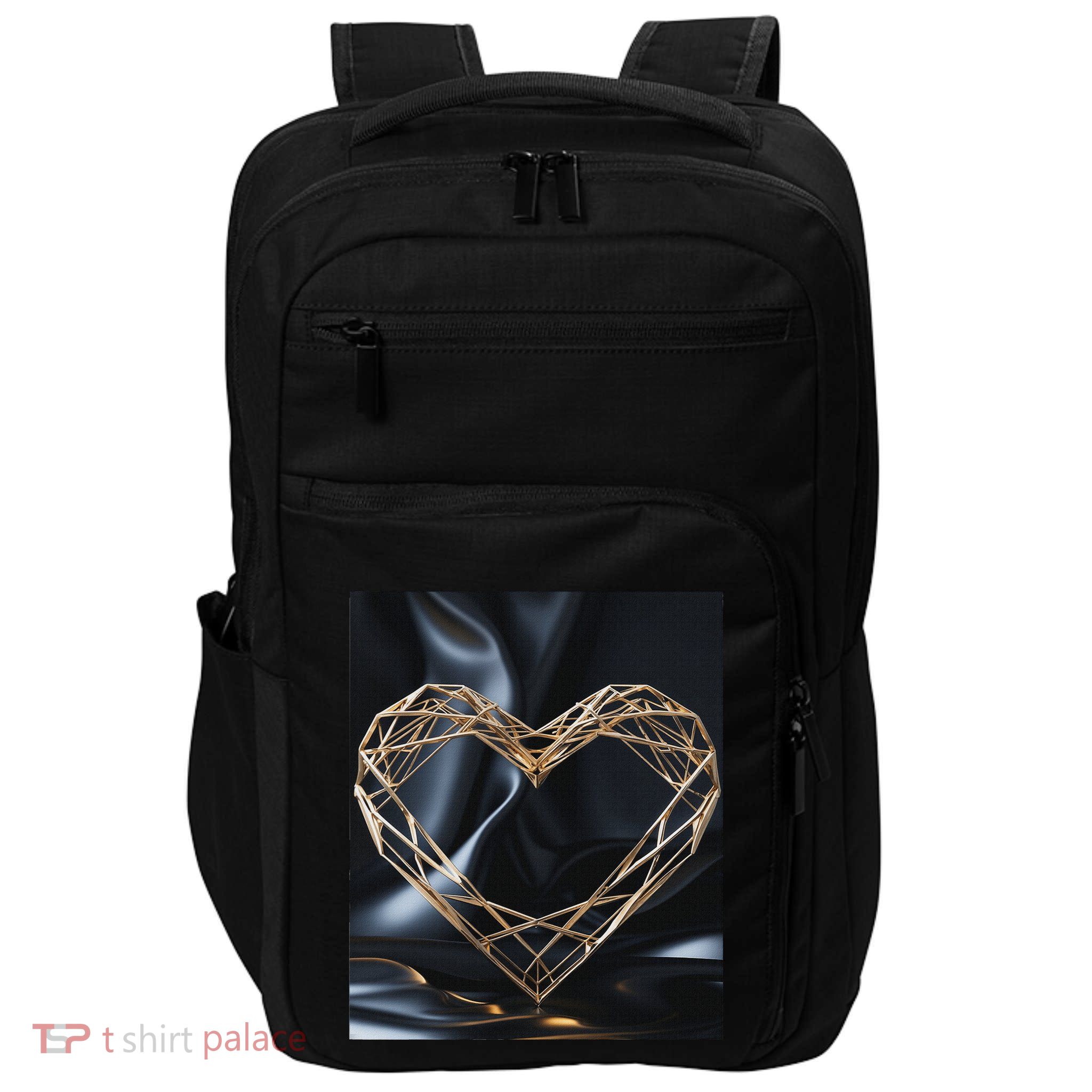 Minimalist Geometric Heart Design With Gold Lines Impact Tech Backpack