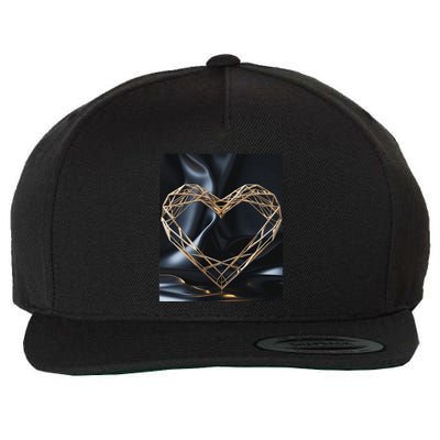 Minimalist Geometric Heart Design With Gold Lines Wool Snapback Cap