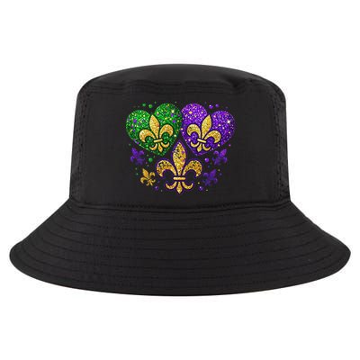 Mardi Gras Heart Fleur De Lis Symbol Carnival Women Cool Comfort Performance Bucket Hat