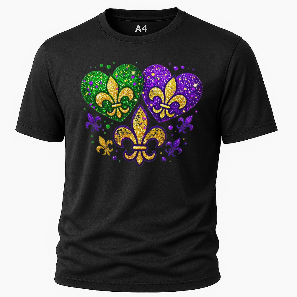 Mardi Gras Heart Fleur De Lis Symbol Carnival Women Performance Shirt