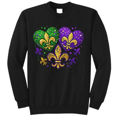 Mardi Gras Heart Fleur De Lis Symbol Carnival Women Sweatshirt