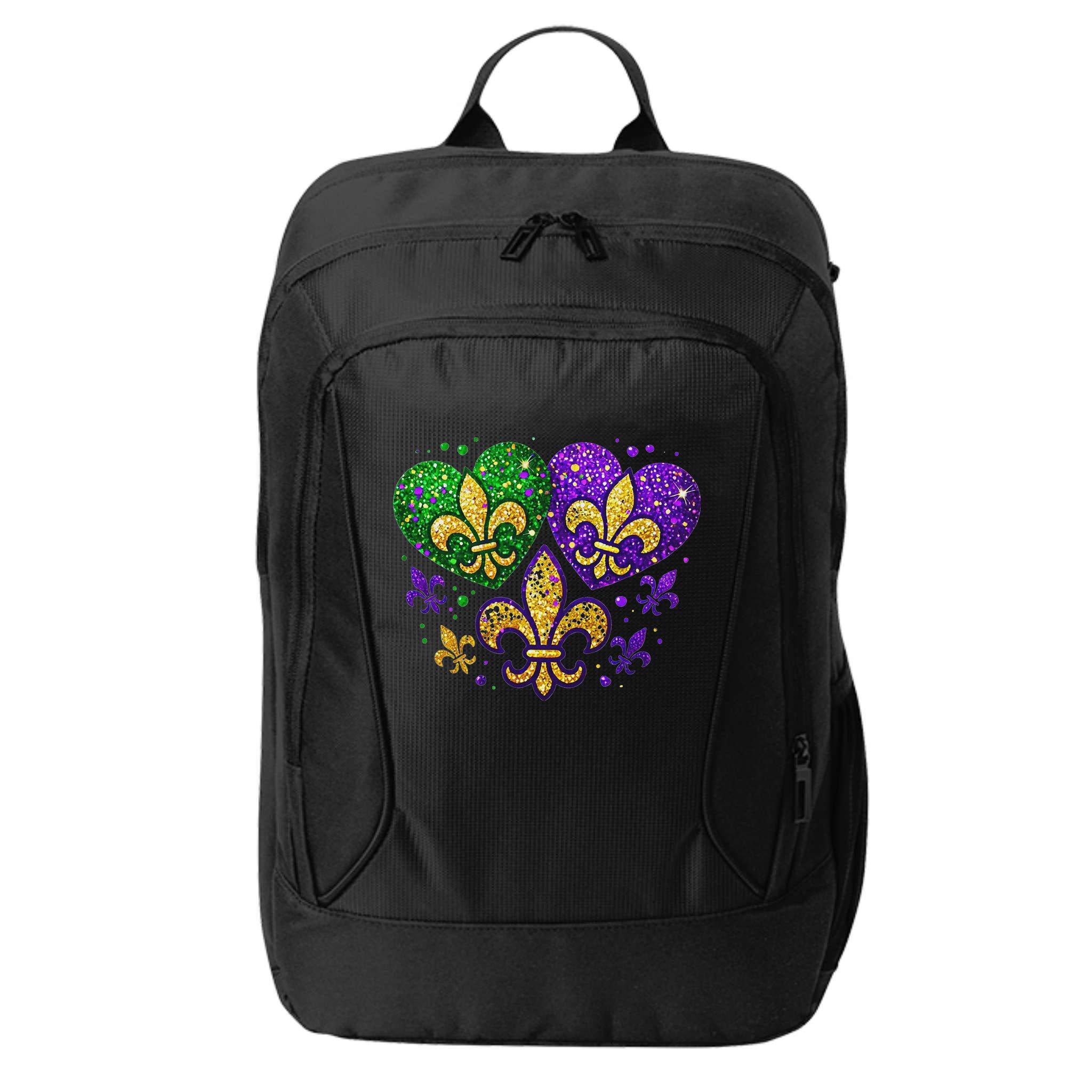 Mardi Gras Heart Fleur De Lis Symbol Carnival Women City Backpack