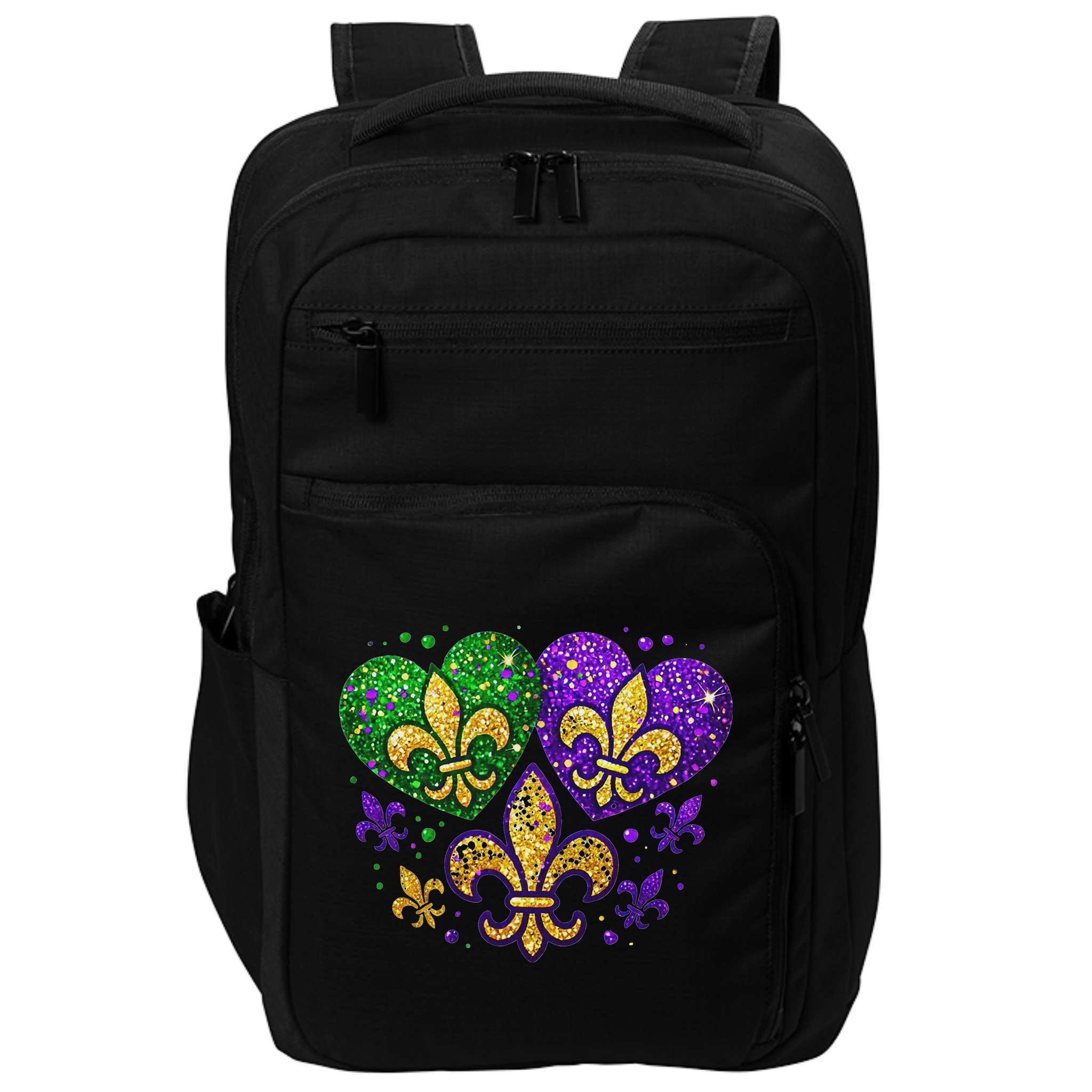 Mardi Gras Heart Fleur De Lis Symbol Carnival Women Impact Tech Backpack