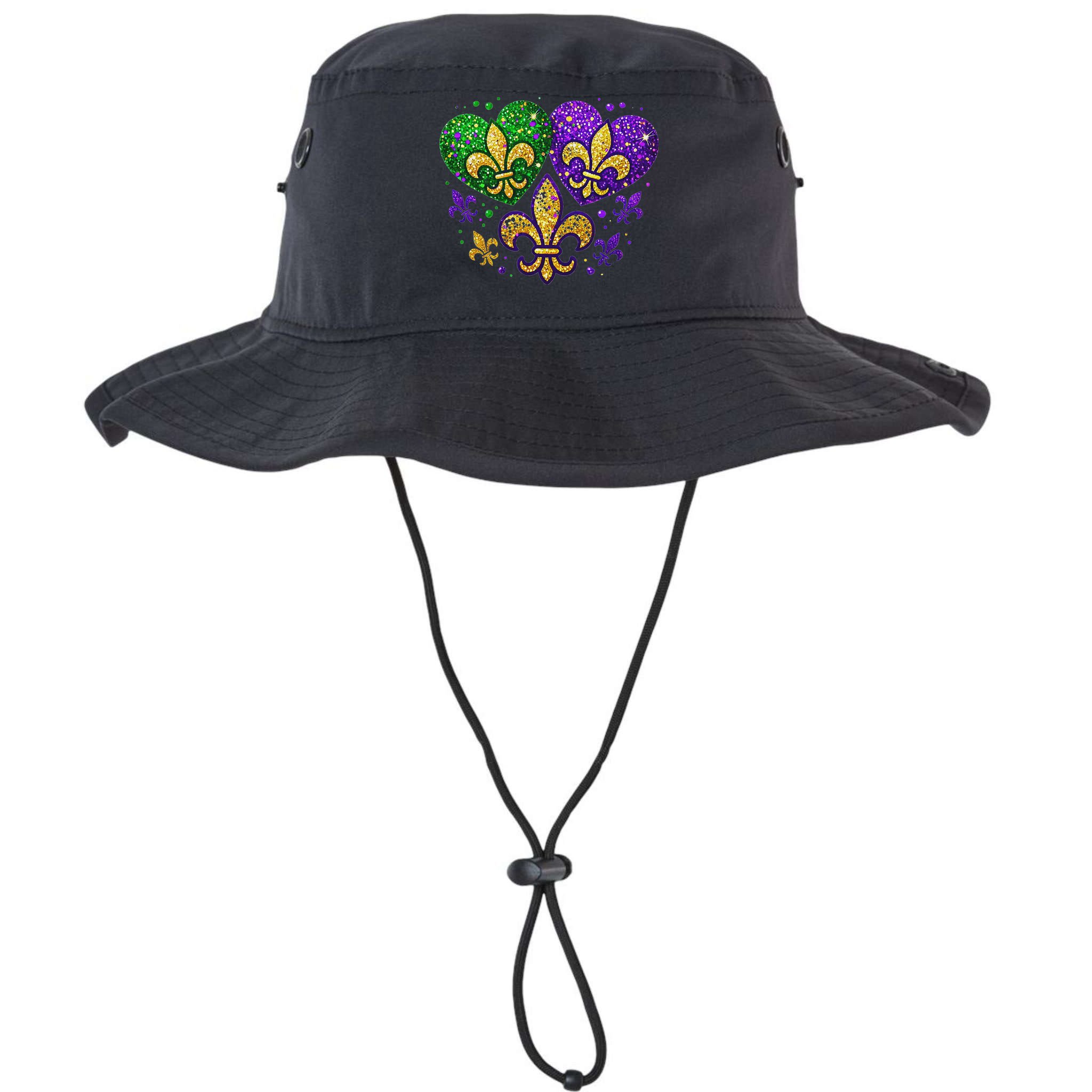 Mardi Gras Heart Fleur De Lis Symbol Carnival Women Bucket Hat