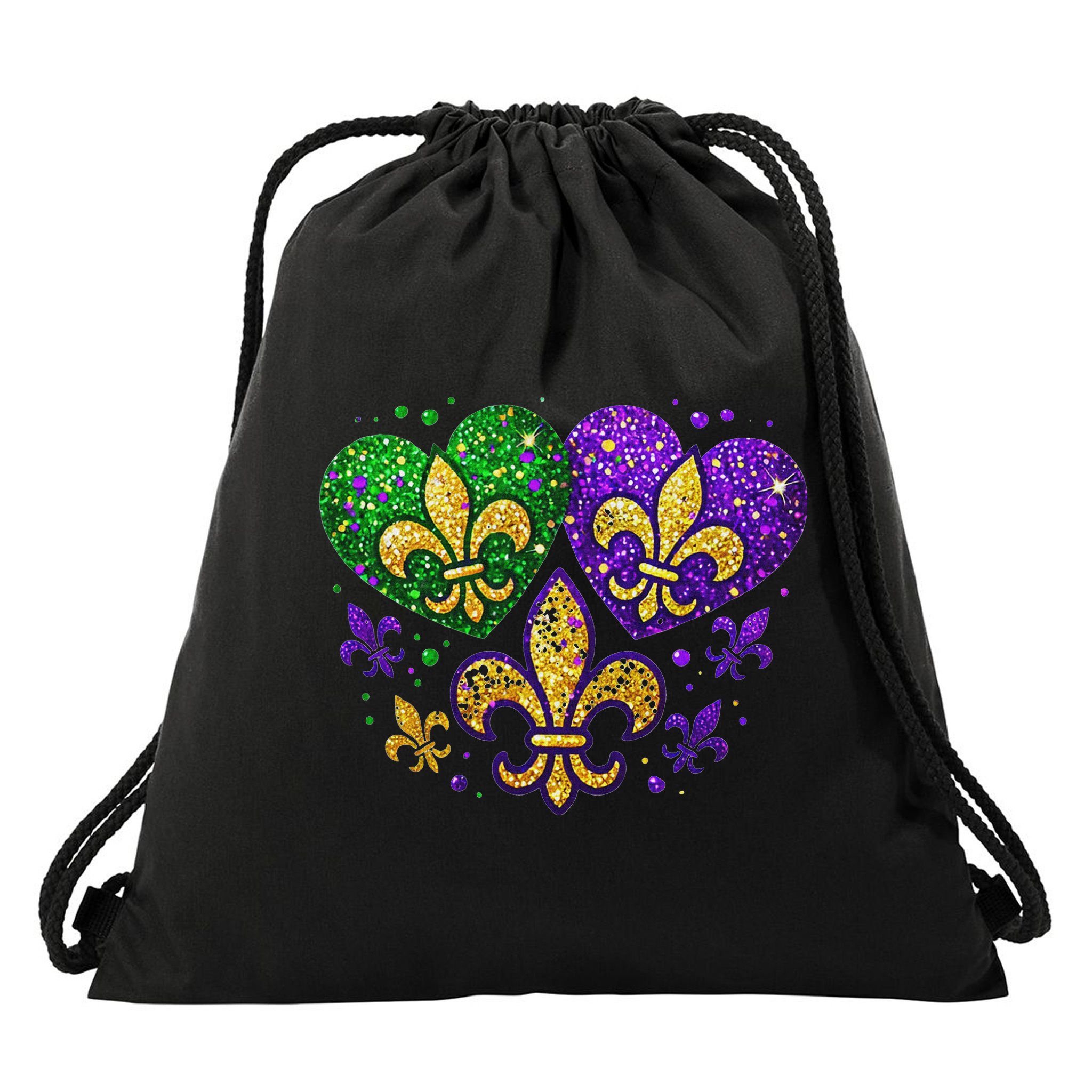 Mardi Gras Heart Fleur De Lis Symbol Carnival Women Drawstring Bag