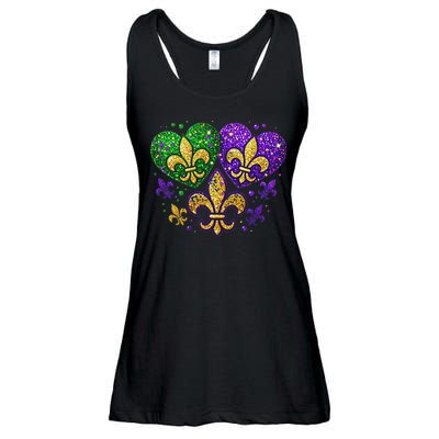 Mardi Gras Heart Fleur De Lis Symbol Carnival Women Ladies Essential Flowy Tank