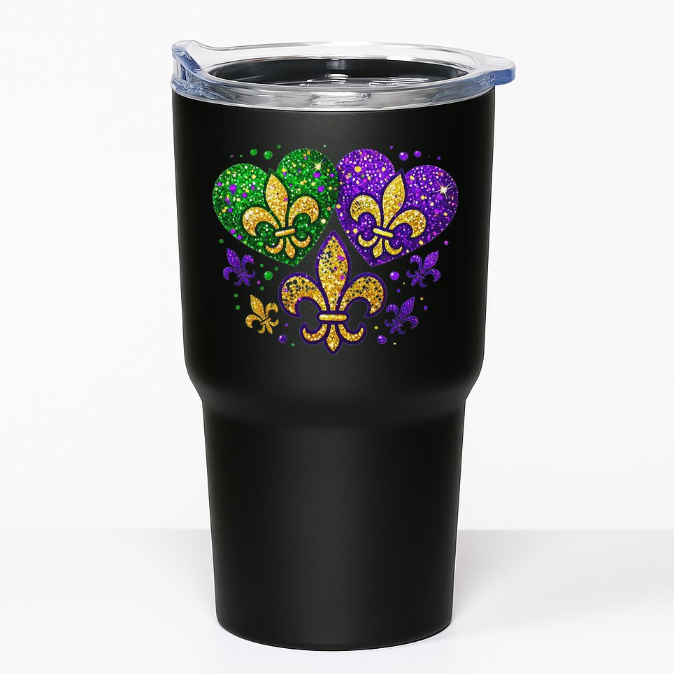Mardi Gras Heart Fleur De Lis Symbol Carnival Women Tumbler