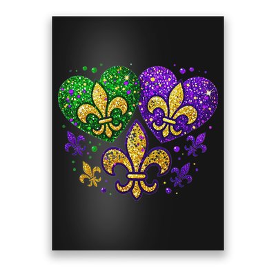 Mardi Gras Heart Fleur De Lis Symbol Carnival Women Poster