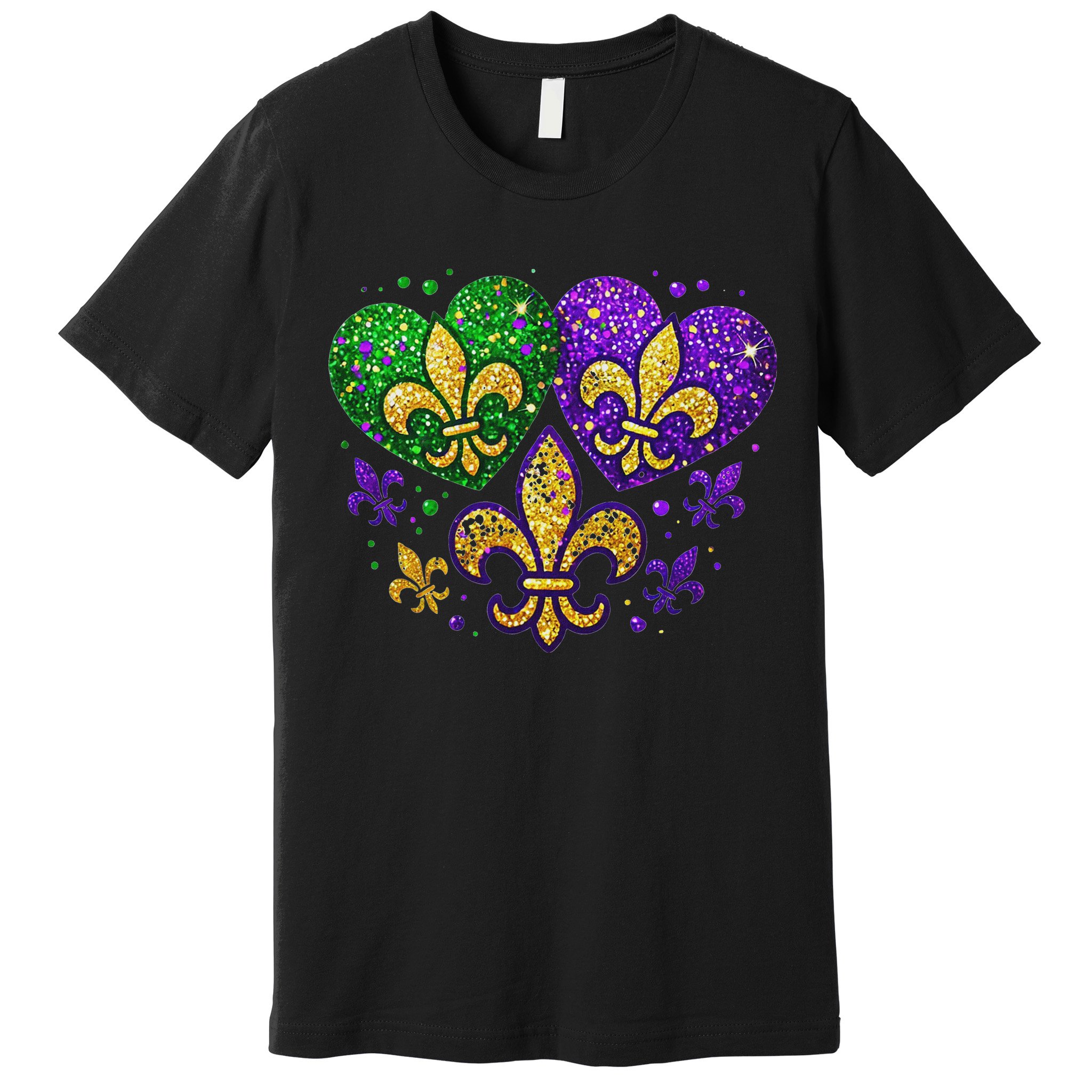 Mardi Gras Heart Fleur De Lis Symbol Carnival Women Premium T-Shirt