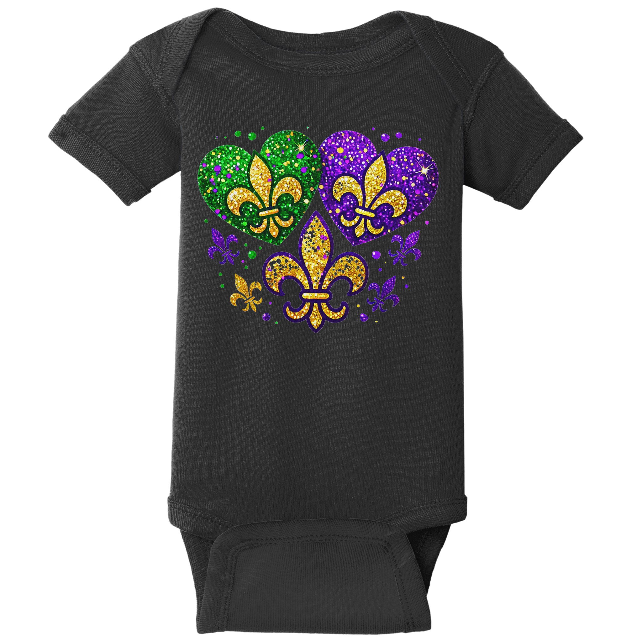 Mardi Gras Heart Fleur De Lis Symbol Carnival Women Baby Bodysuit