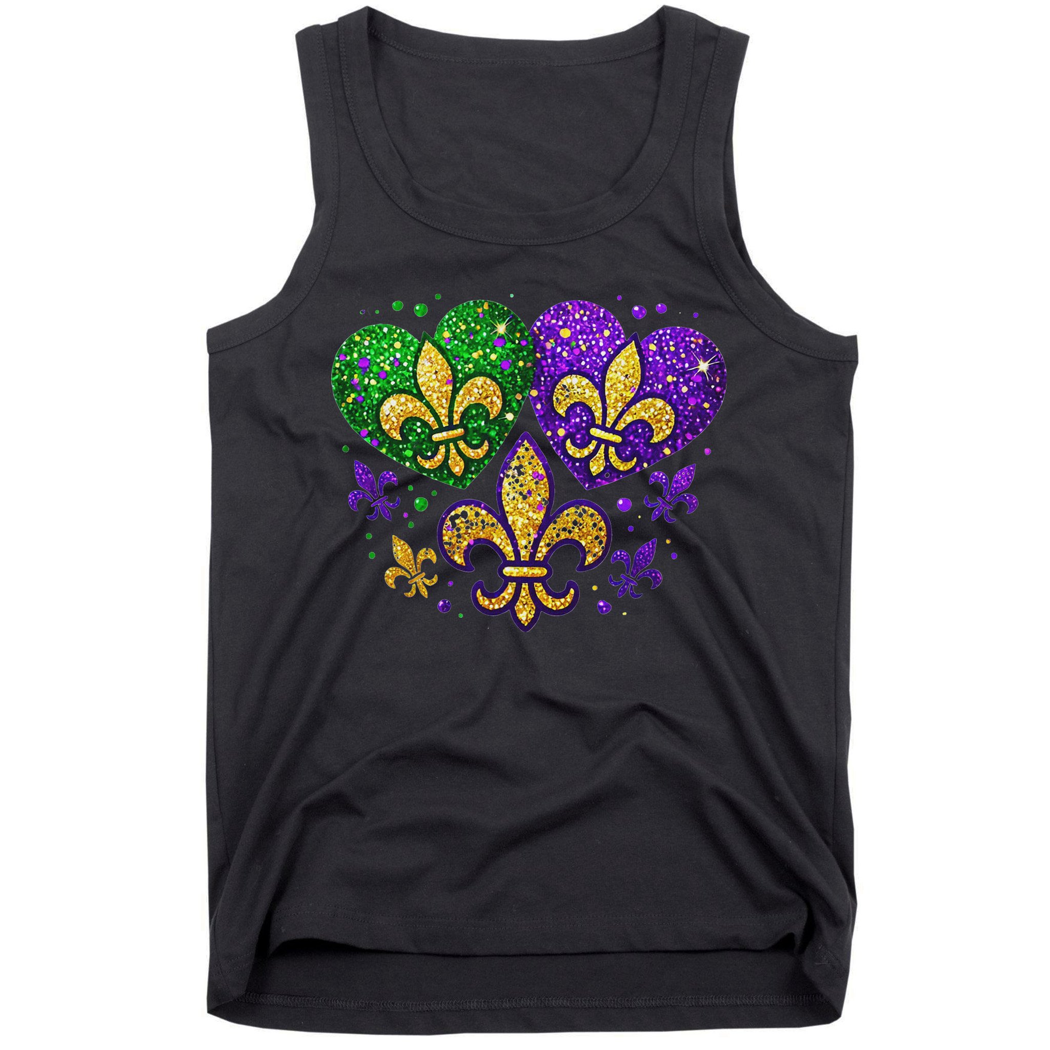 Mardi Gras Heart Fleur De Lis Symbol Carnival Women Tank Top